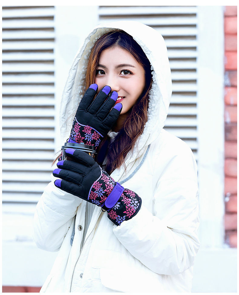 聂庄防冻护手保暖滑雪手套女冬季加厚保暖加绒棉手套防寒骑车防风防水