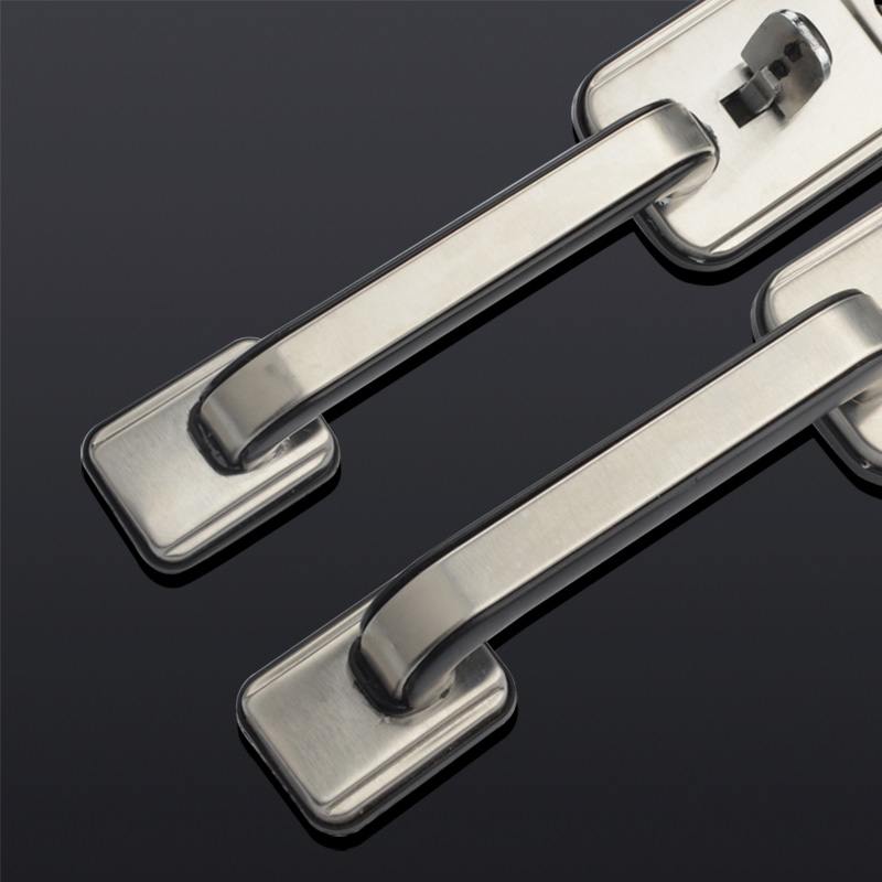 防盗门把手通用型老式步阳防盗门把手配件不锈钢入户门把手 不锈钢色