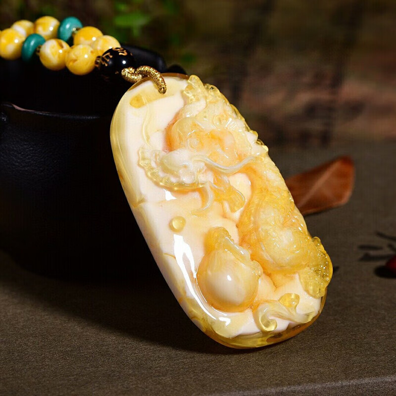 龙延香挂件 天然老蜜蜡龙牌吊坠男女十二生肖龙延香龙凤项链挂件长款