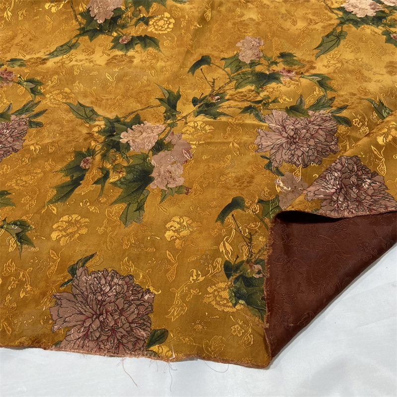 手工香云纱香云纱桑蚕丝零布头面料正宗顺德古风丝绸莨绸布料15号花萝