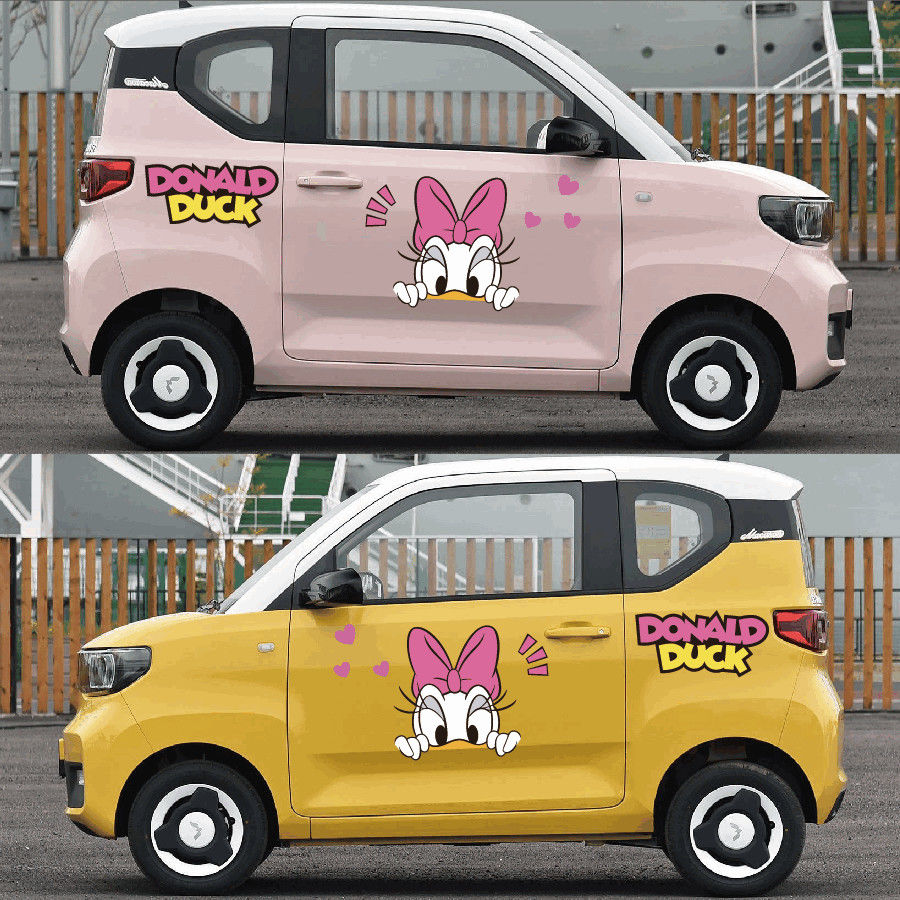 适用于五菱宏光miniev汽车贴纸马卡龙车身装饰贴卡通美少女可爱贴画