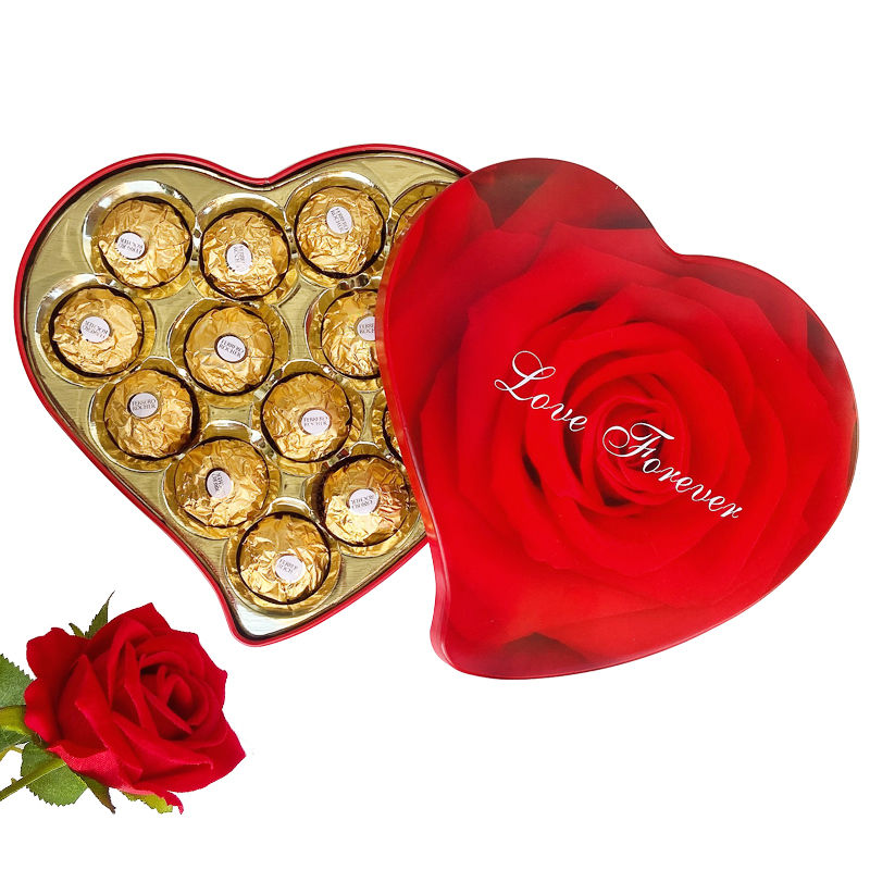 费列罗巧克力礼盒装心形创意生日礼物送女友闺蜜巧克力礼盒装14粒金色