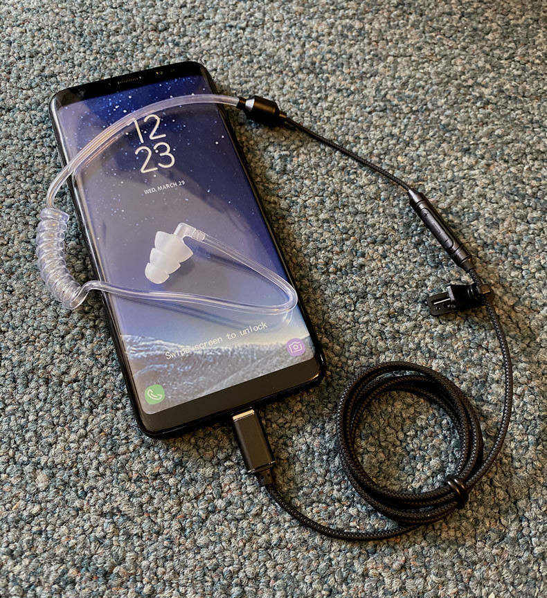 传导耳机有线真空管适用华为mate20/pro单边线控空气导管耳机type-c