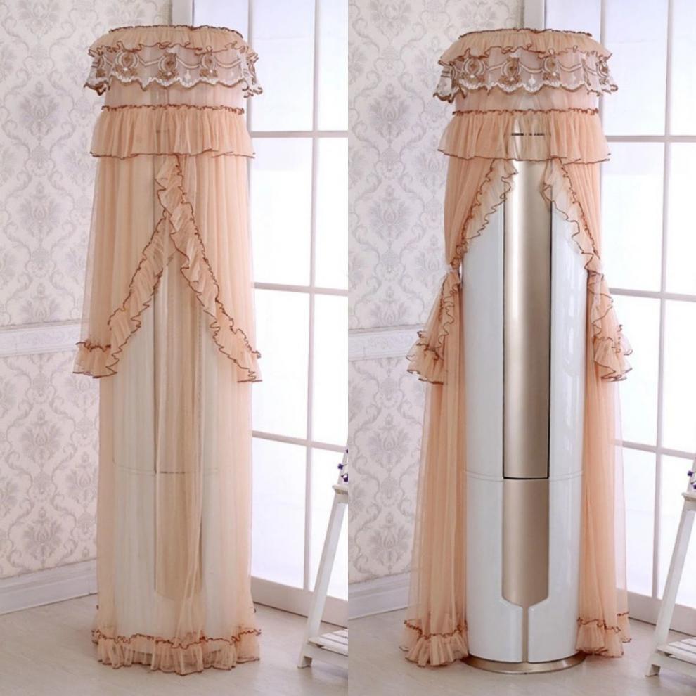 艺联家空调防尘罩开机不取圆形柜机空调防尘罩客厅立式空调罩芳华粉色