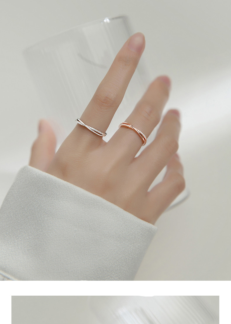 京品旗舰食指戒指女高级感韩式交叉戒指女小众设计轻奢感食指个性开口