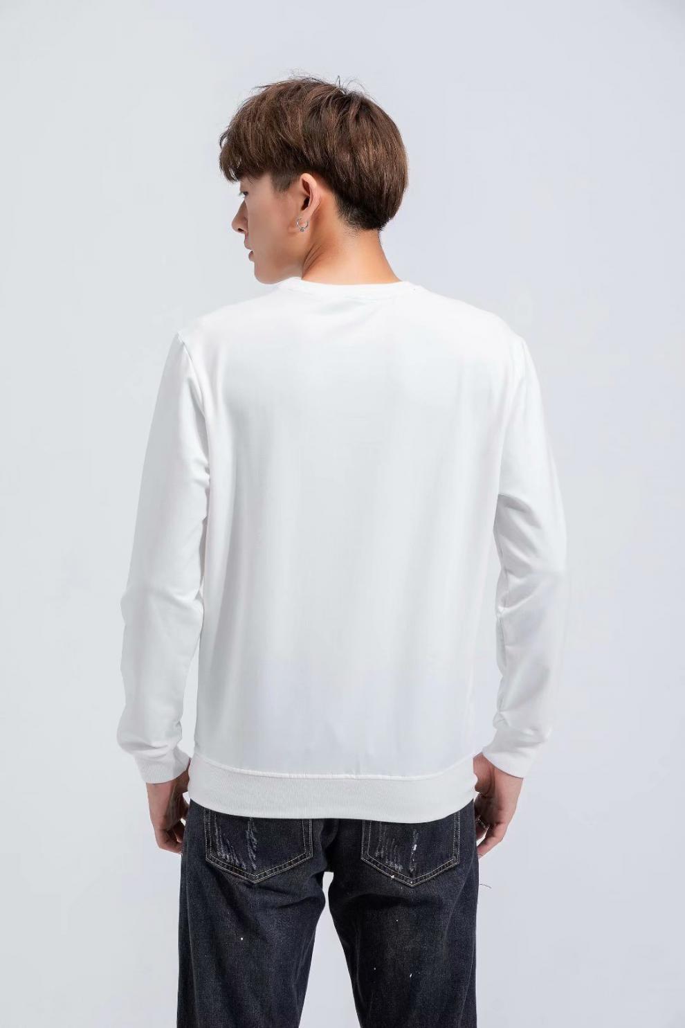 星客士秋男长袖恤卫衣圆领休闲宽松色百搭打底衫白色m