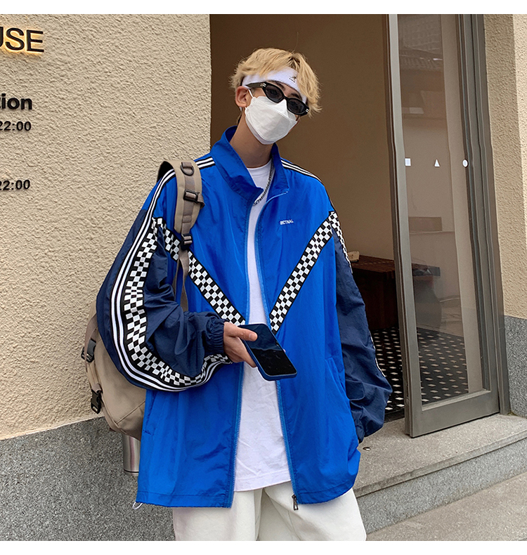 clawmoney棋盘格防晒衣男夏季潮牌港风外套宽松薄款大码防晒服白色m