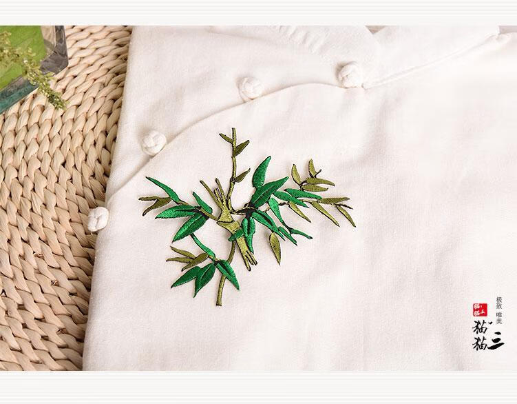 布艺饰品diy辅料精致竹子刺绣布贴电脑绣花背胶辅料民族风时尚绣花