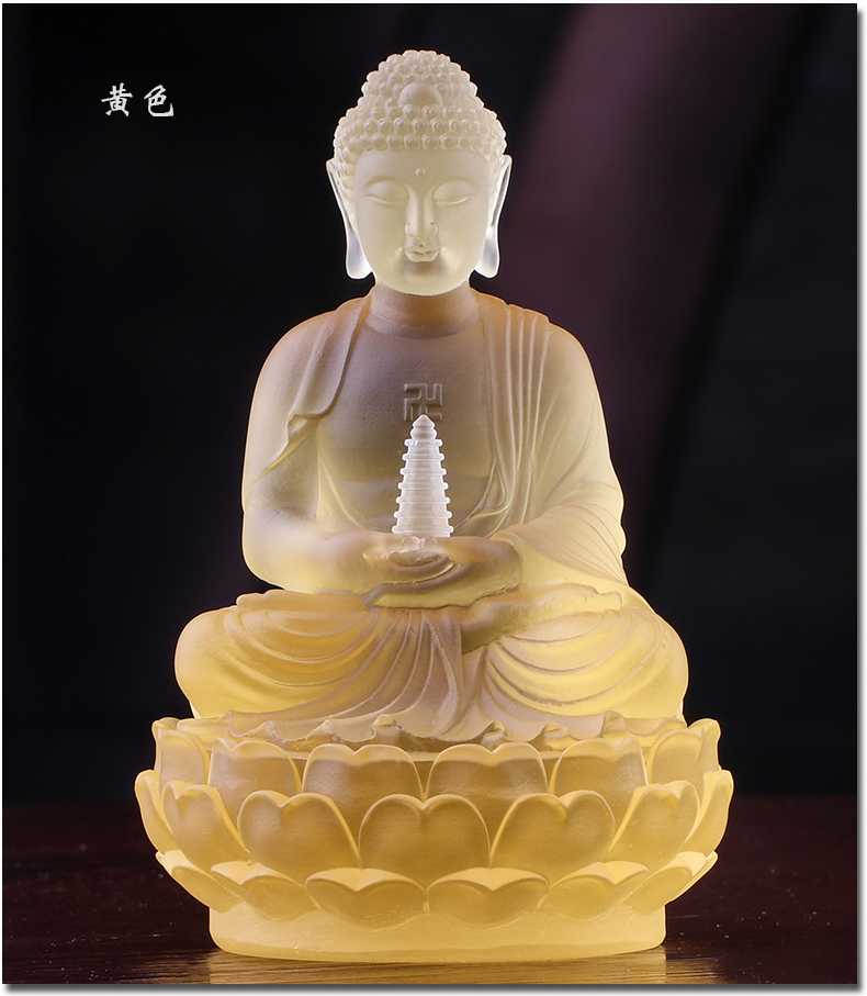 琉璃托塔药师佛显宗药师七佛摆件家居佛堂寺院供奉光王如来工艺品黄色