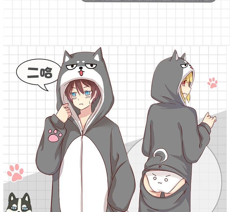 cmtymlj法兰绒连体睡衣情侣装一男一女大码卡通可爱学生二哈套装居家