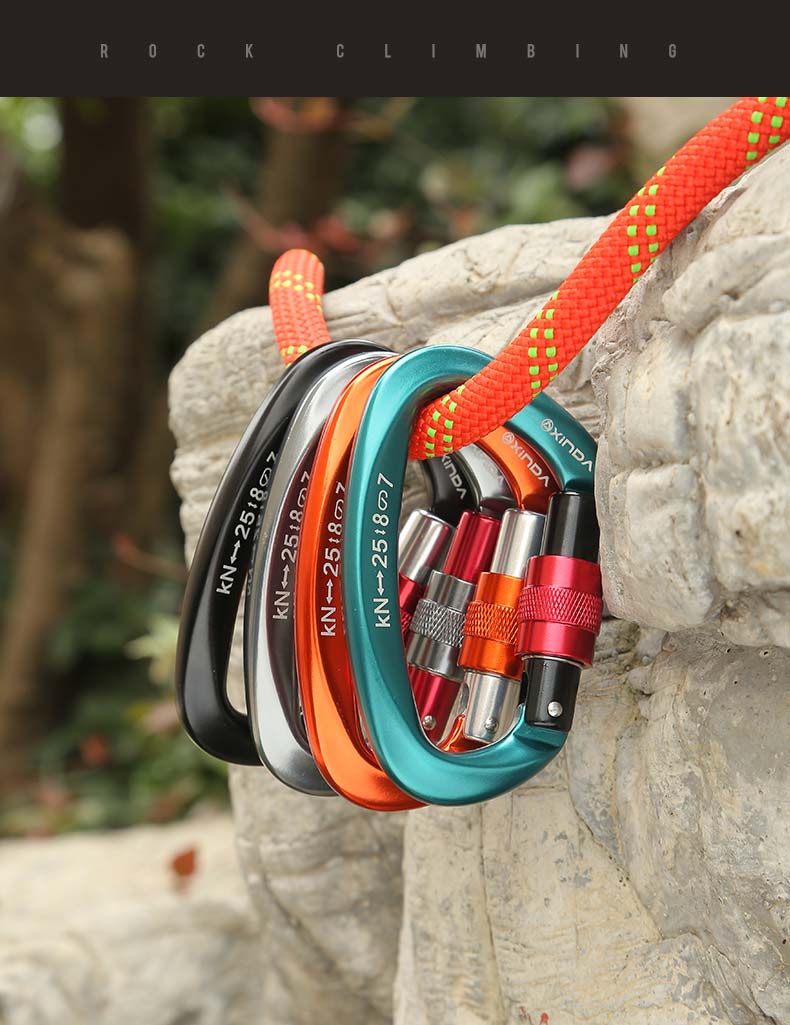 扣登山攀岩主锁登山扣挂钩户外快挂承重钩装备锁扣小型挂扣全黑色