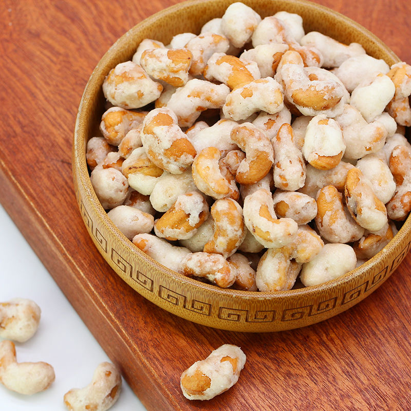 糖霜腰果七猩猩挂霜腰果雪花坚果小童干果仁奶要果仁孕妇儿童尖果炭烤