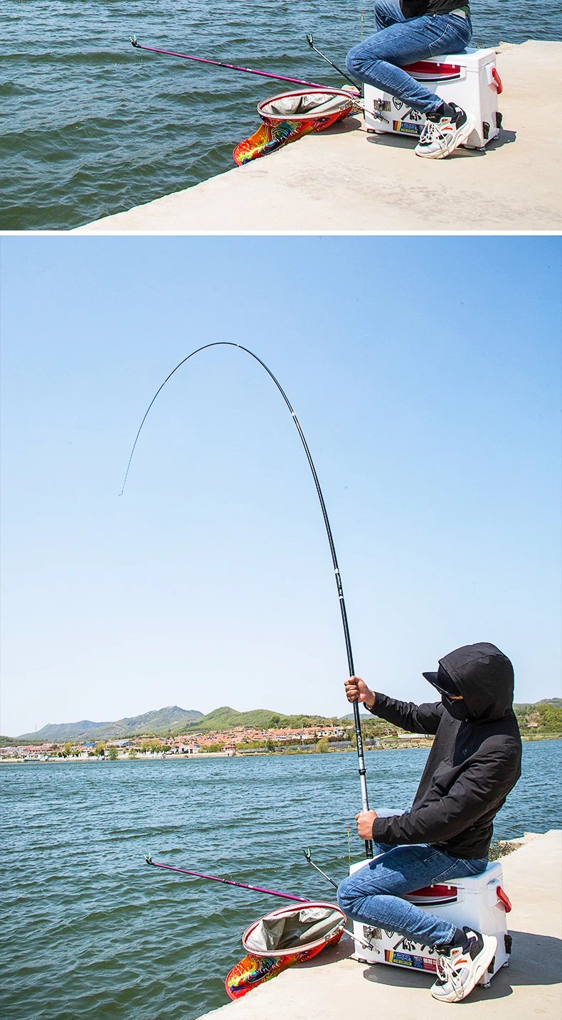 【匠心京选】涉水精工鱼竿典藏九段飞流手竿超轻超硬碳素台钓竿鲢鳙大