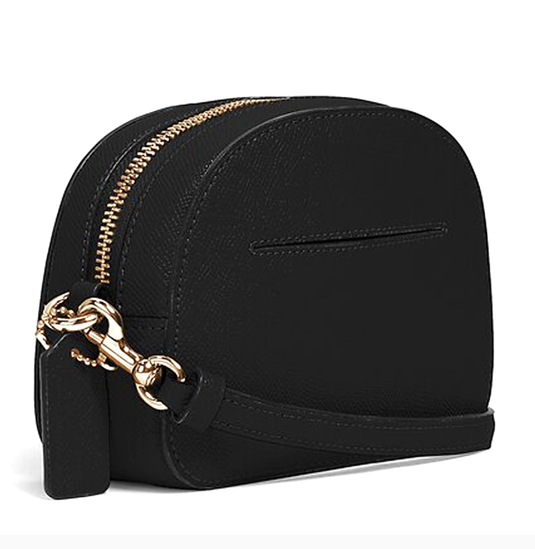 【国内现货】coach/蔻驰 黑色经典logo款女士saffiano皮革单肩包斜