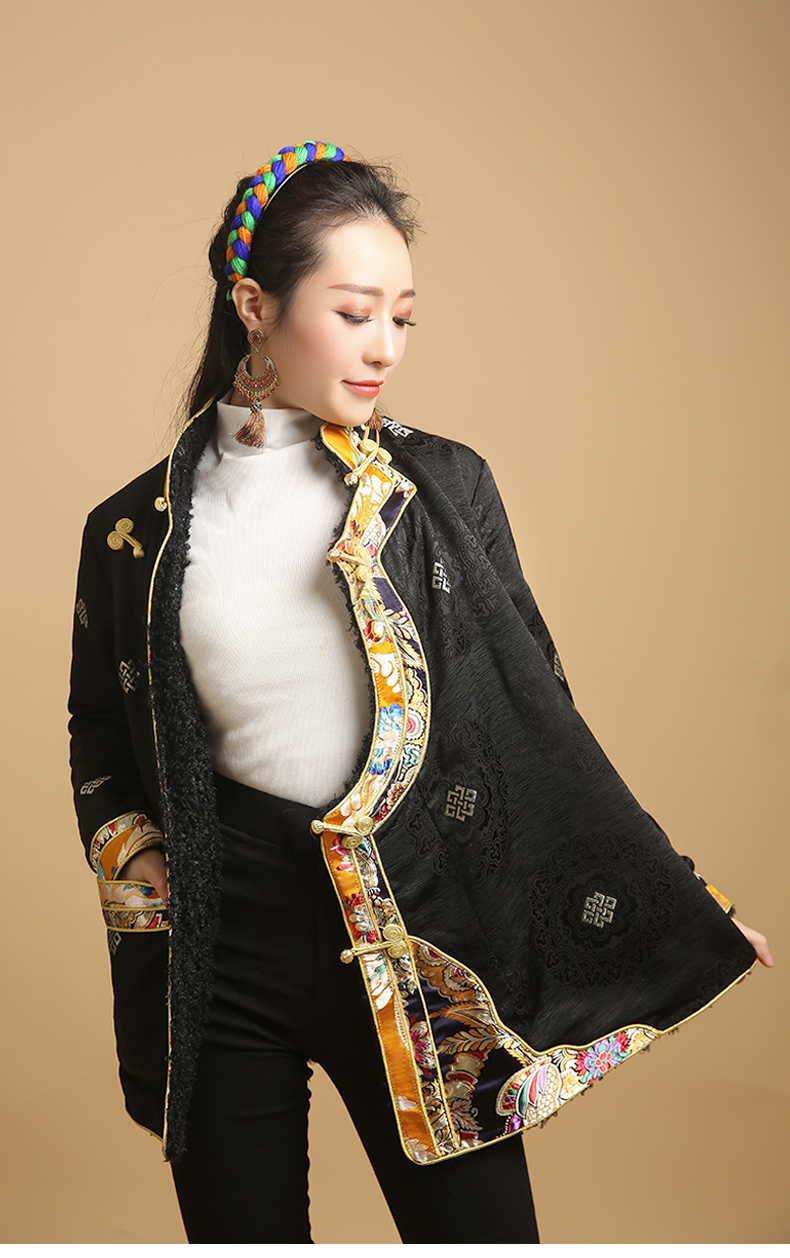 藏服藏族服装新款上衣藏式棉衣民族风中式外套藏装女冬款加厚加绒上衣