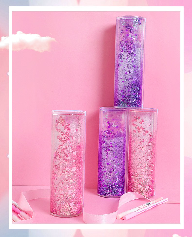 流沙文具盒女小学生可爱笔盒创意网红密码铅笔盒男圆柱形多功能笔袋