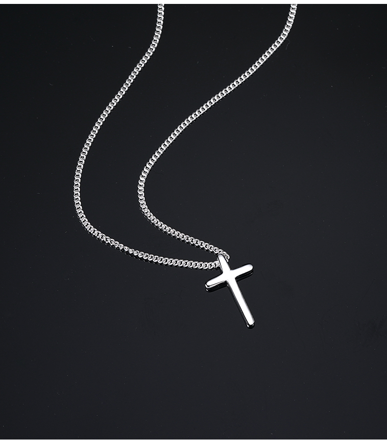 新款十字架吊坠银十字架项链女999锁骨链不掉色小众设计感小巧银吊坠