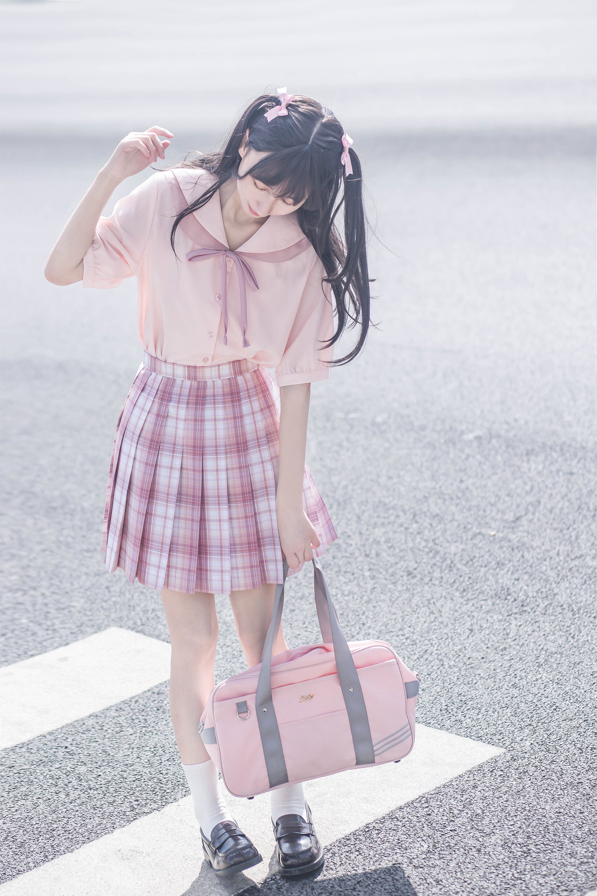 御茶家白桃原创jk制服格裙短长早春百褶半身裙现货42裙长现货m