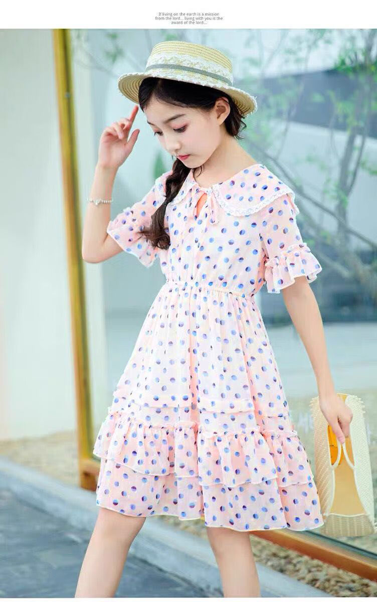 女童夏季新款连衣裙女学生雪纺裙公主裙适合314岁中大儿童小女孩洋气