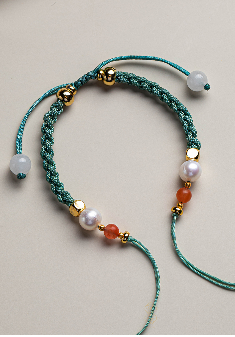 圣诞节礼物编织手绳半成品可穿珠貔貅吊坠蜜蜡3d硬金珍珠手链绳子diy