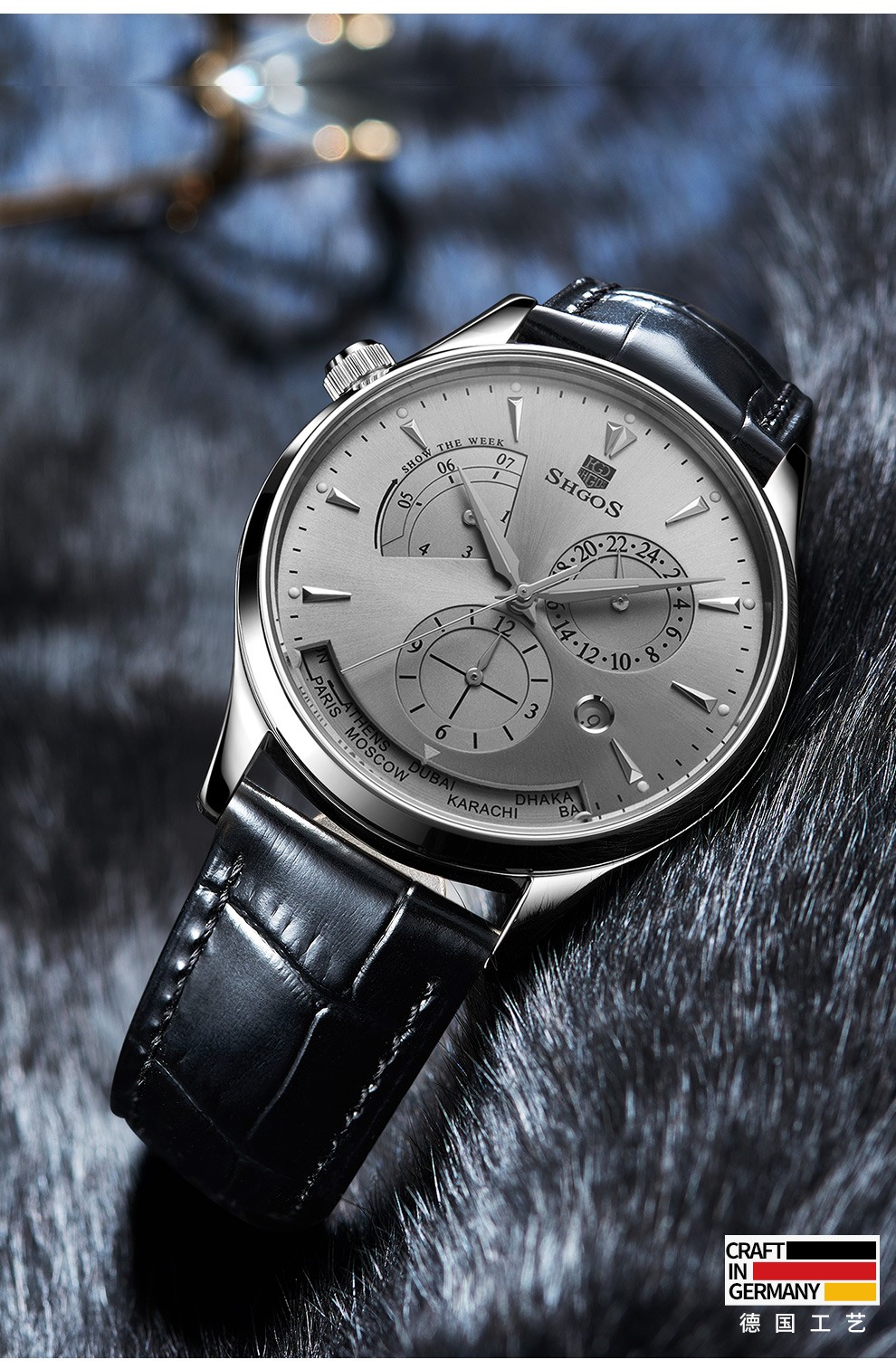 德国表品牌手表男士机械表全自动商务防水夜光新款德表名表男表s066白