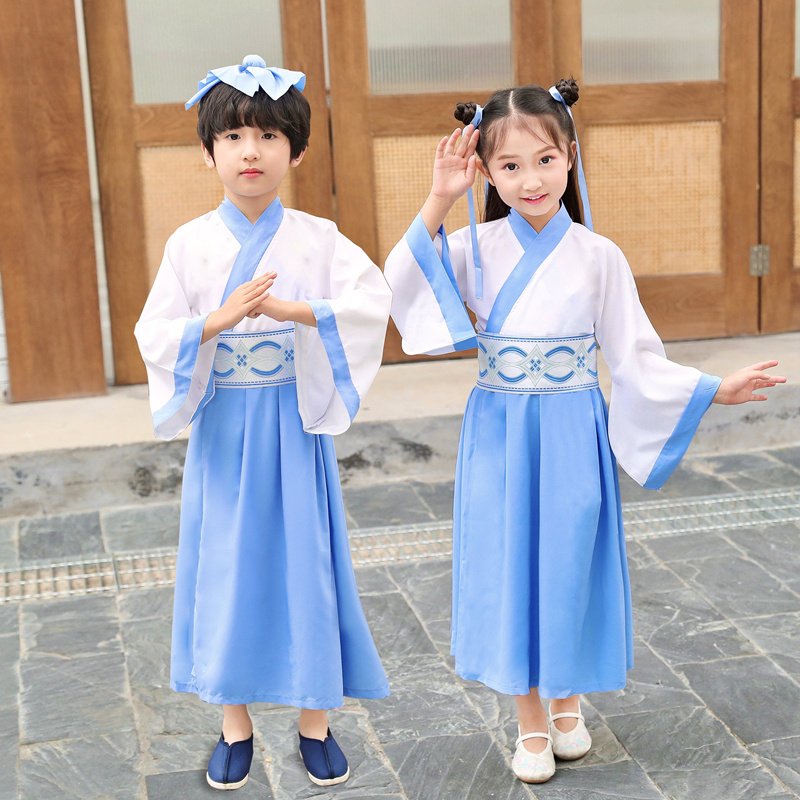儿童古装汉服男童女童唐朝古代书生小书童国学唐诗古诗朗诵服装擎嵘装