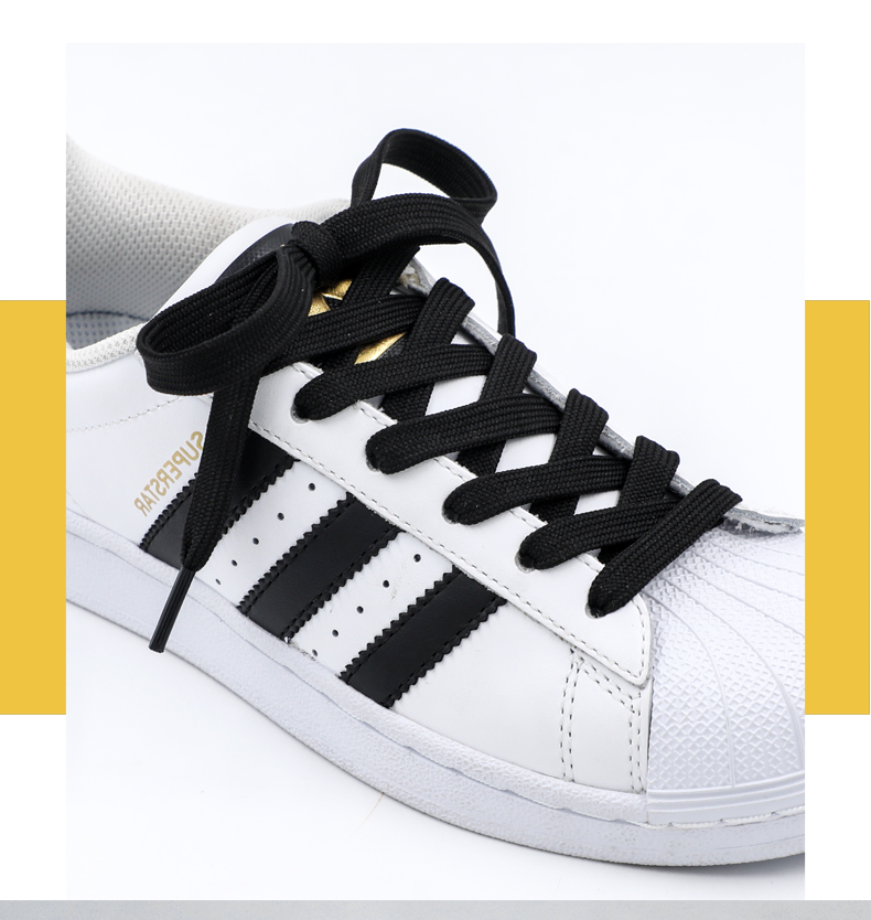 适配阿迪达斯贝壳头三叶草板鞋纯白色鞋带女男原装扁平百搭小白鞋带绳