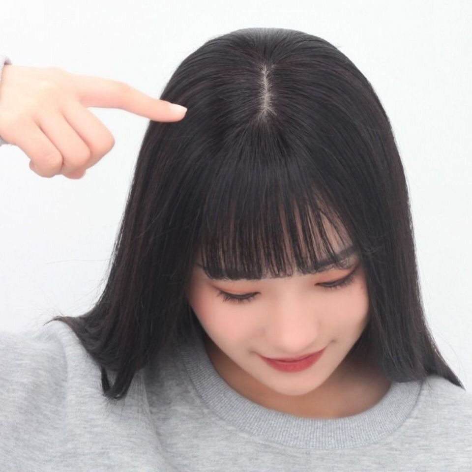 恋金 长直锁骨发假发女中长直发全头逼真时尚整顶头套齐刘海花乐集