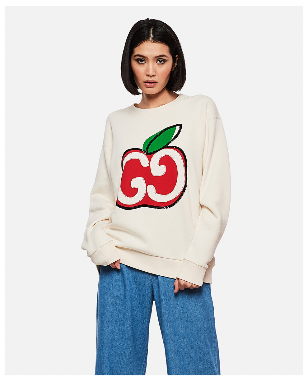 gucci 古驰 女士棉质樱桃图案长袖卫衣套头衫 469250 xjcck 9230 米