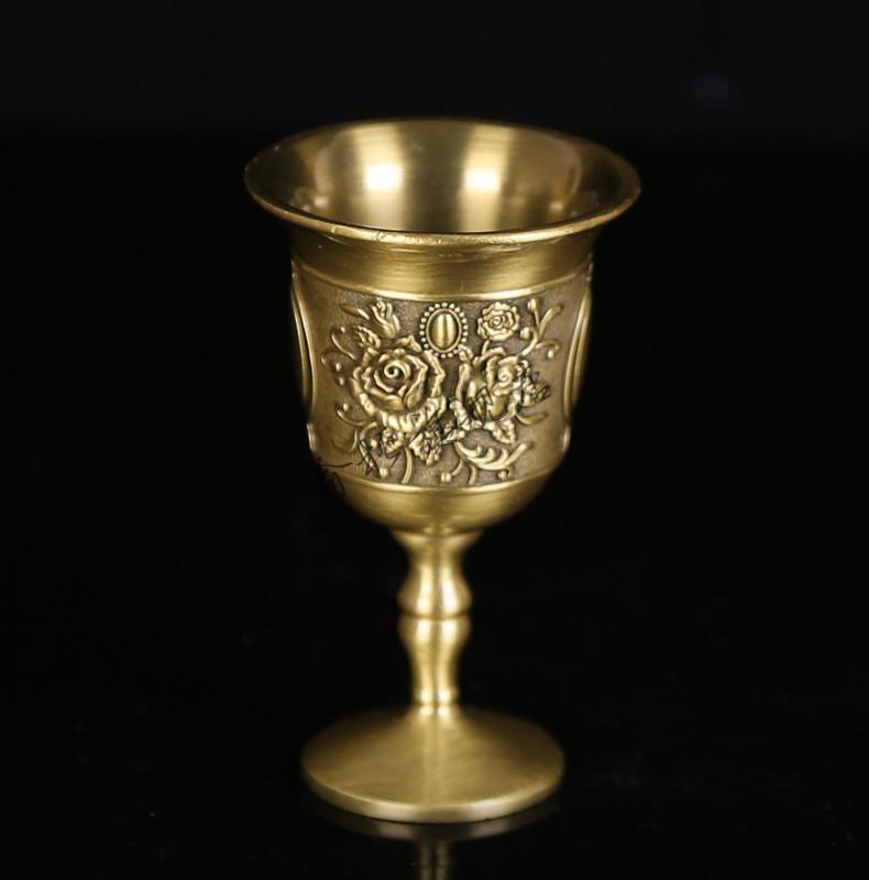 臻选精品拜神铜酒杯黄铜酒杯子高脚杯家用欧式洋酒杯小号杯一两二两杯