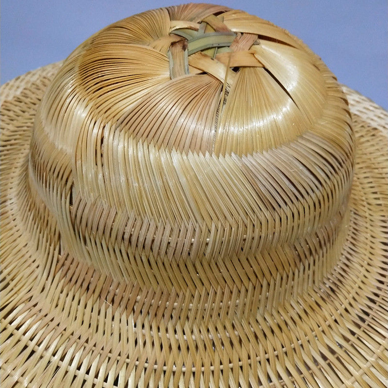 男式草编凉帽买二一竹编帽圆顶斗笠帽子防晒防雨遮阳草帽海南竹子帽