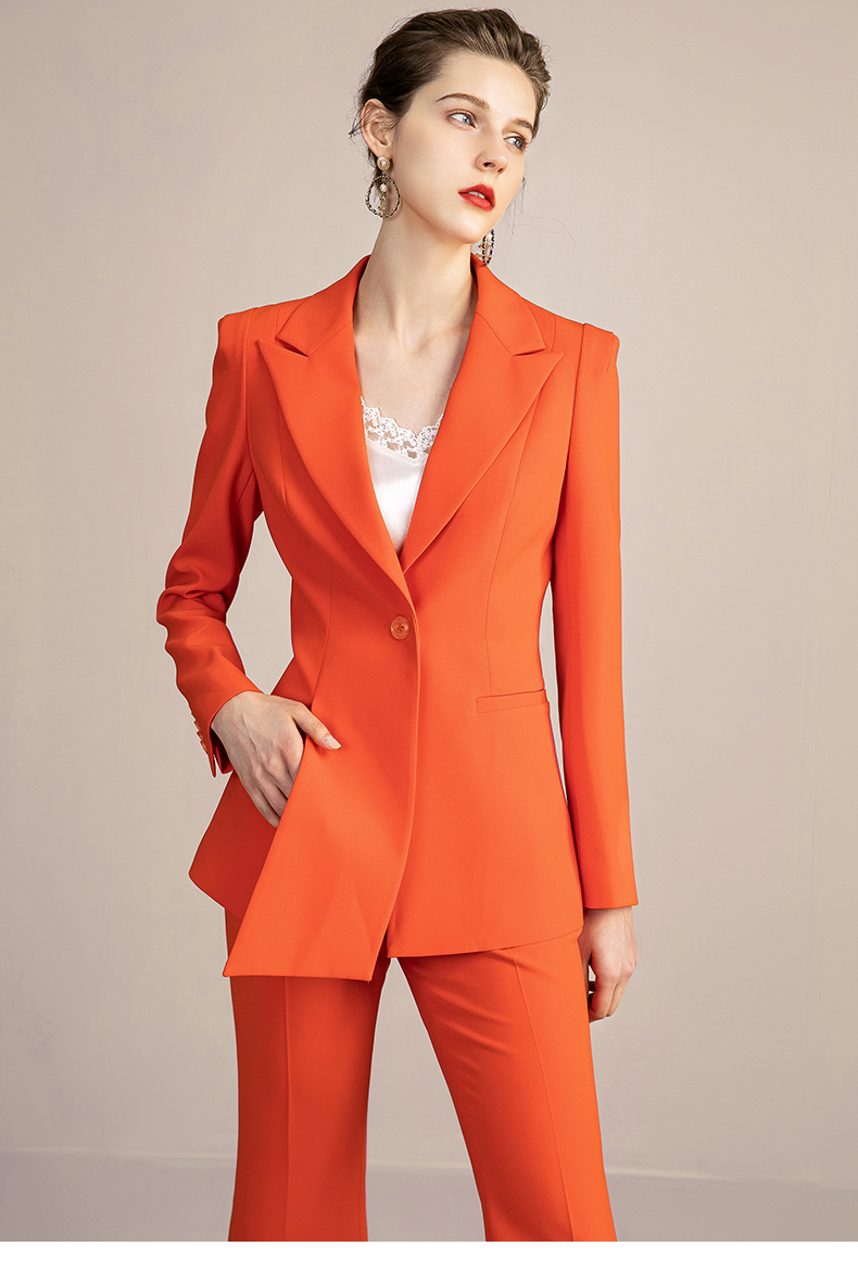 职业套装女秋款西服时尚美容经理工作服秋季气质正装套裤西装橘色s