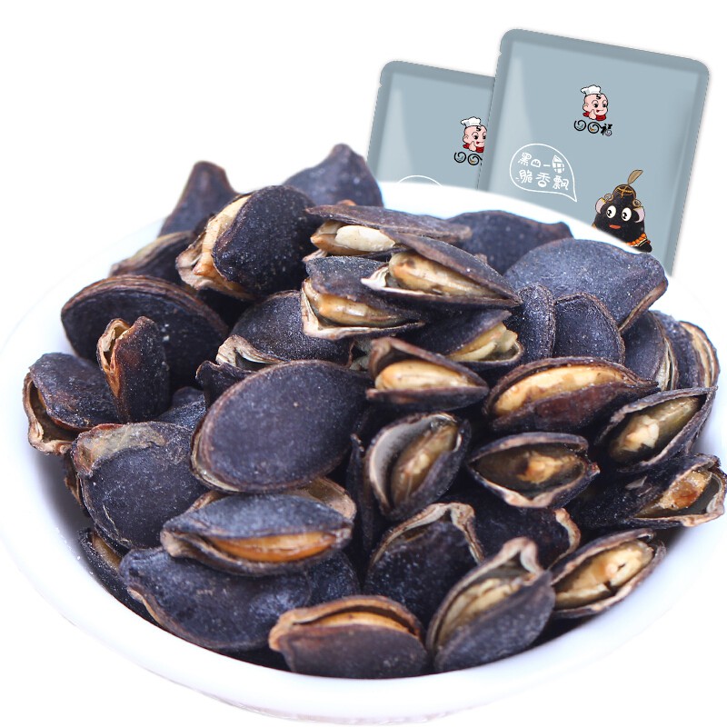 口口福黑金刚瓜子150gx2袋手剥黑色开口南瓜子仁奶香味年货零食黑金刚