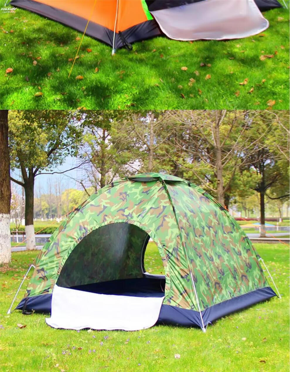 露营帐篷野外可睡觉级户外加厚防雨全自动弹开1人帆布 速开双人双门双