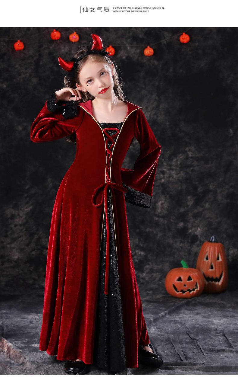 小咔衣浓万圣节儿童服装女童角色扮演演出服cosplay化妆舞会恶魔女巫