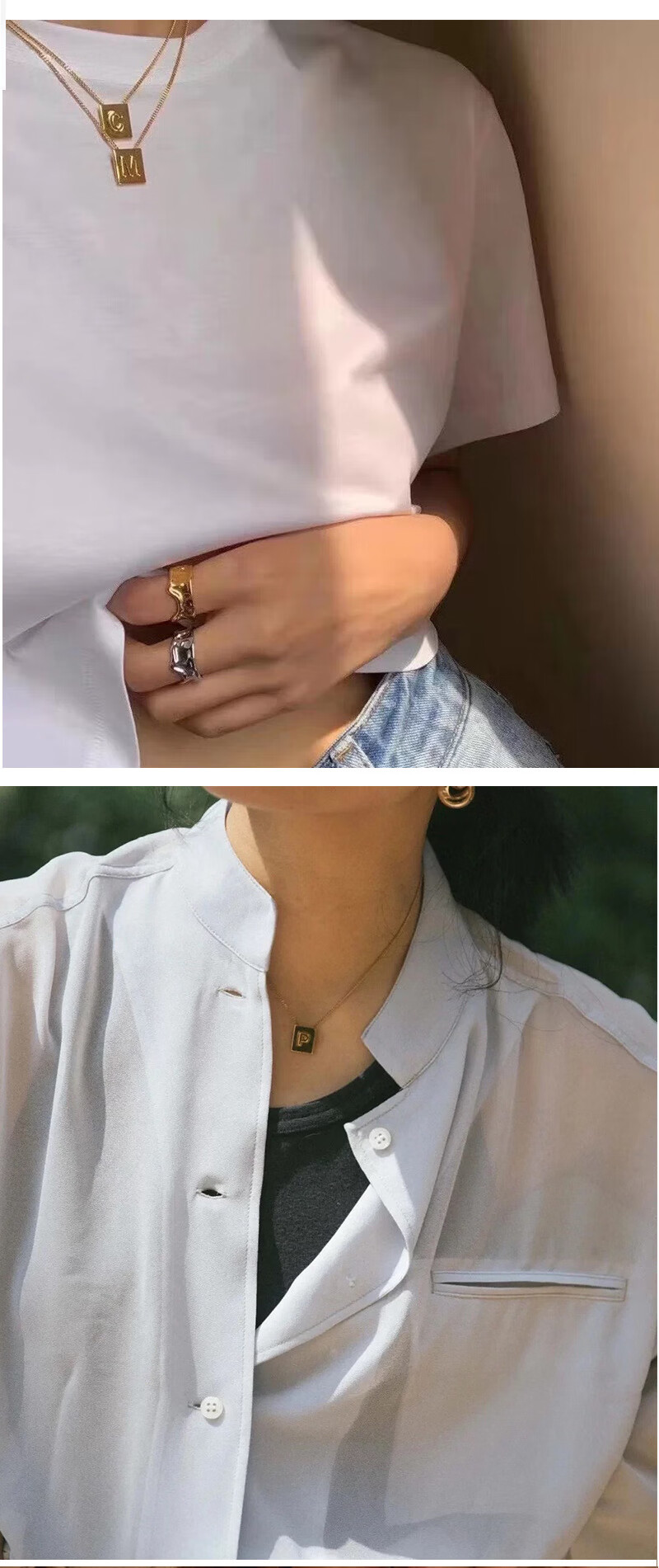 【官方旗舰】celine项链琳方块字母项链不掉色锁骨链轻奢小众设计简约