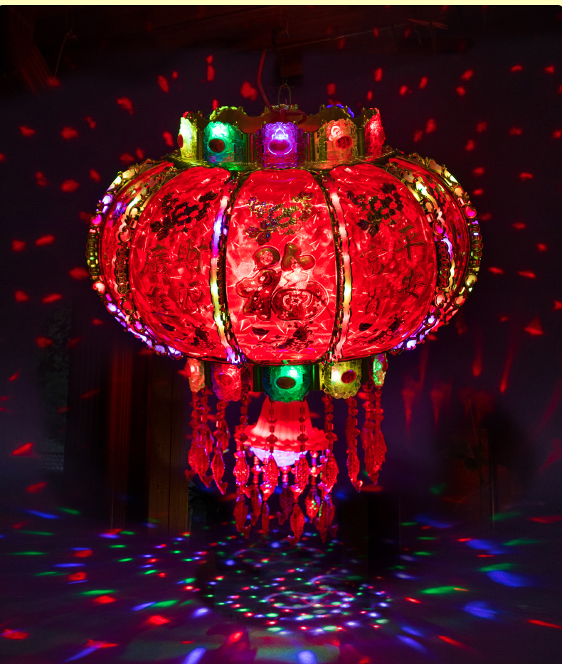 大门阳台挂的灯笼走马灯旋转灯笼led走马灯七彩大红阳台吊灯中国风