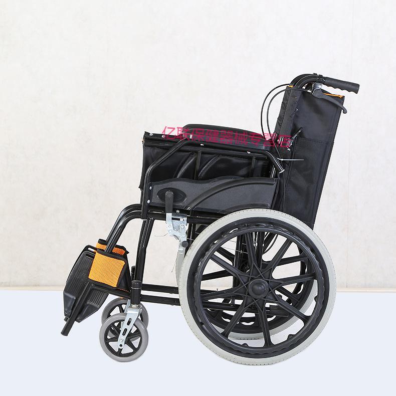 2020新款轻便折叠老年残疾人手推车小型轻便代步轮椅车大轮款红色网布