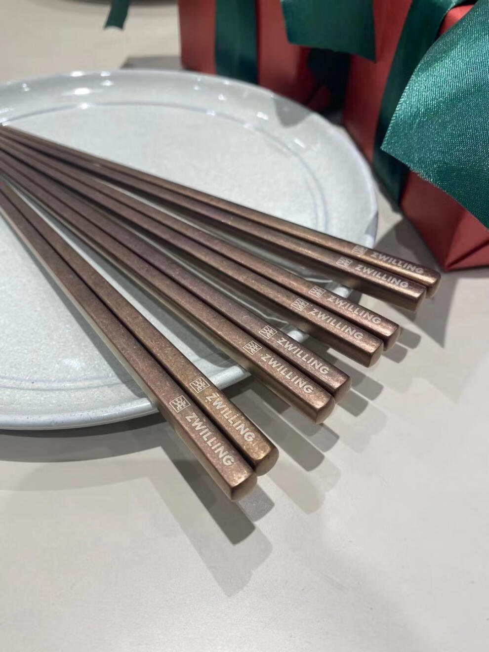 德国双立人家用不锈钢筷子便携防滑防霉合金筷复古金复古银耐高温