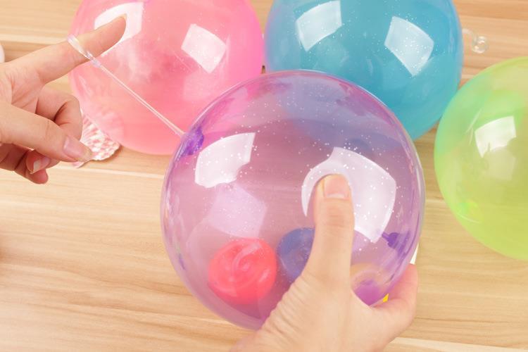 透明泡泡球充气球吹气球bubbleball创意儿童玩具弹力球tpr随机色3个