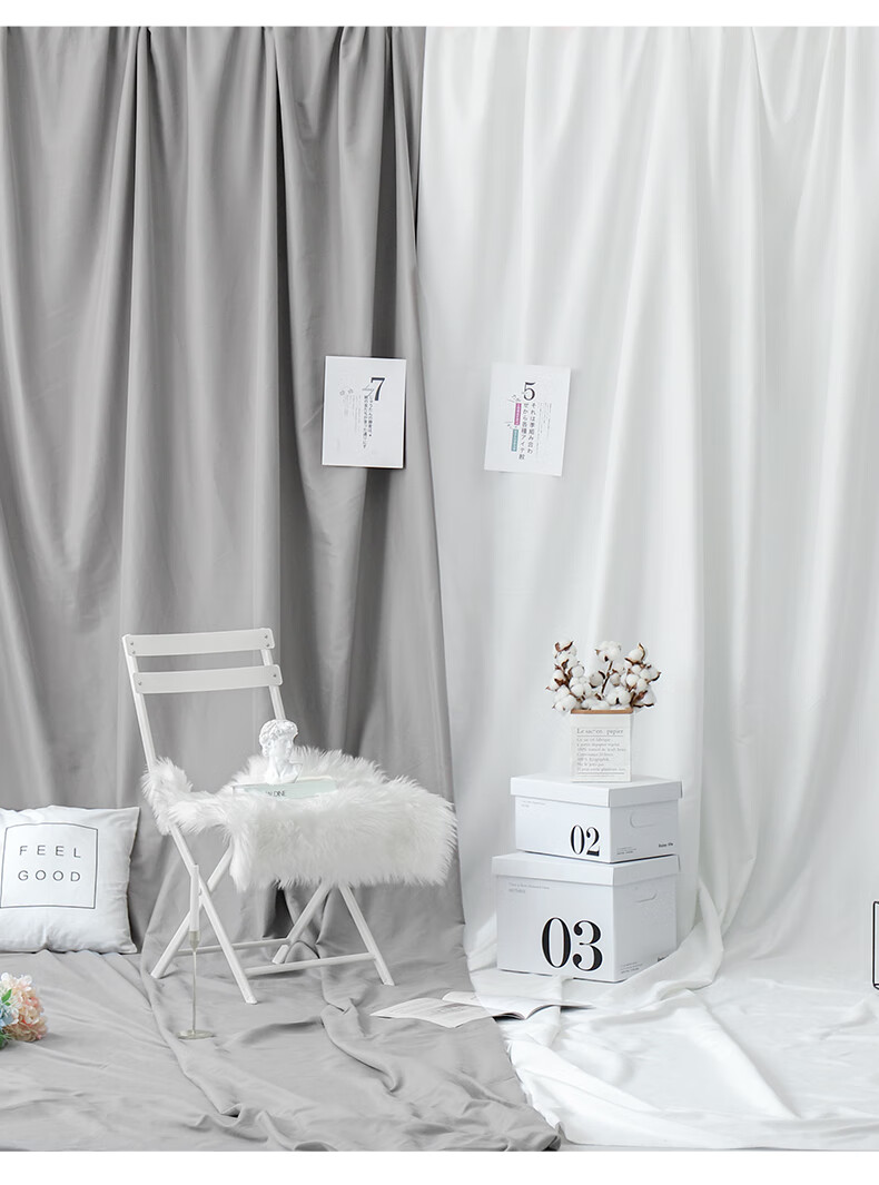 白色拍照背景布摄影直播纯色挂布卧室房间装饰道具美术背景墙感布景