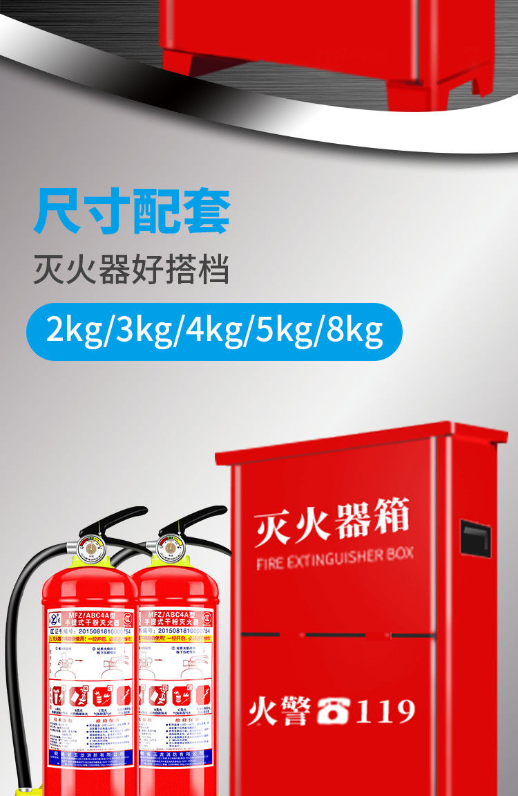 干粉灭火器4kg箱子套装组合消防器材箱家用店用4公斤商场工厂专用3kg