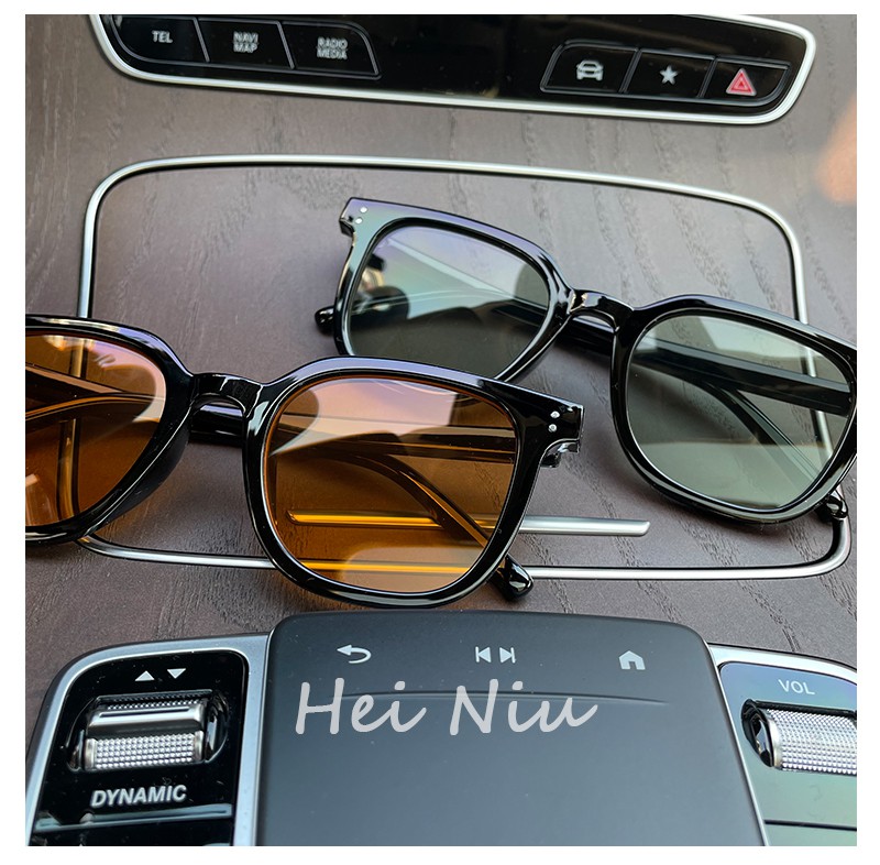 汤米伍德复古黑框茶色墨镜男款开车阻紫外线橘黄色眼镜女变色太阳镜潮