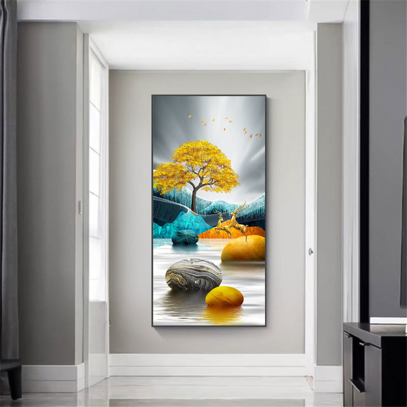 精品装饰字画入户玄关装饰画走廊过道壁画现代简约宾馆画竖版玄关挂画