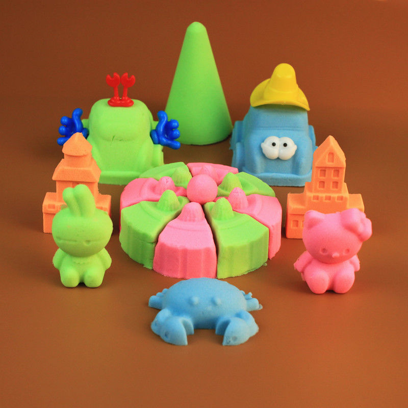 太空沙玩具套装彩沙火星魔力动力沙子送模具批发网红积木沙桌 黄色 5