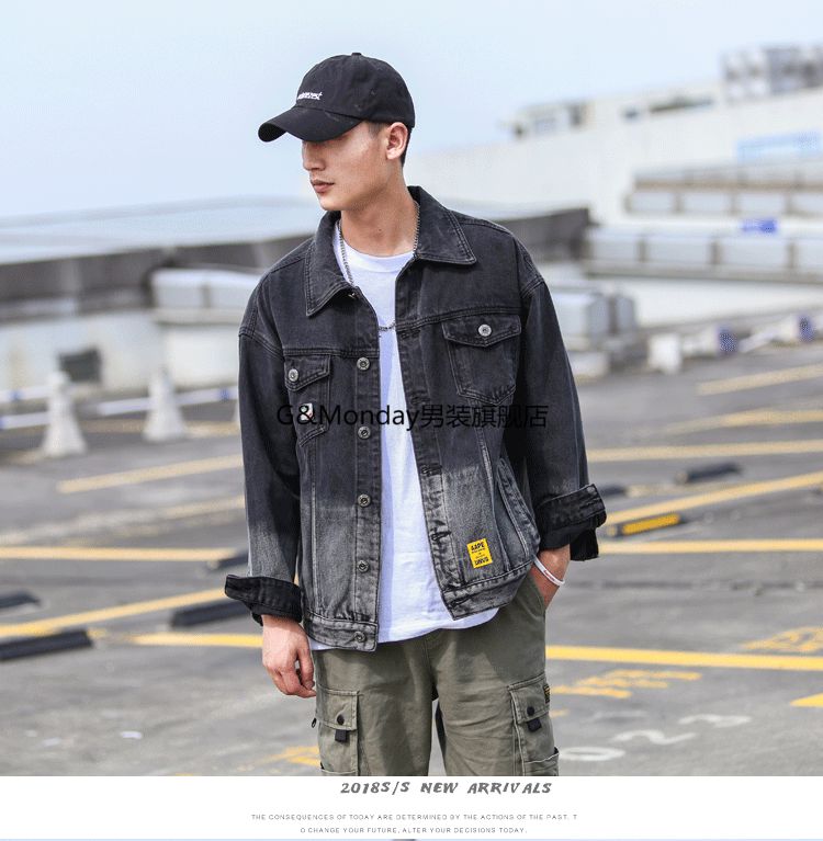 国潮男装国漫联名boy秋冬季牛仔外套男潮牌痞帅夹克日系ins宽松加绒