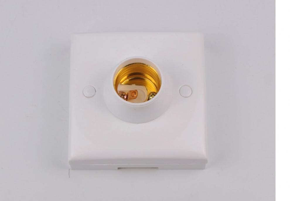 e27螺口灯座墙壁插座开关水灯头普通螺旋家用万向延长灯座e27圆形灯座