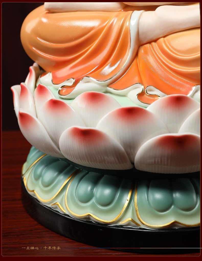 威艾15斯(vs)坐莲彩色西方三圣佛像摆件观音大势至菩萨坐像阿弥陀佛