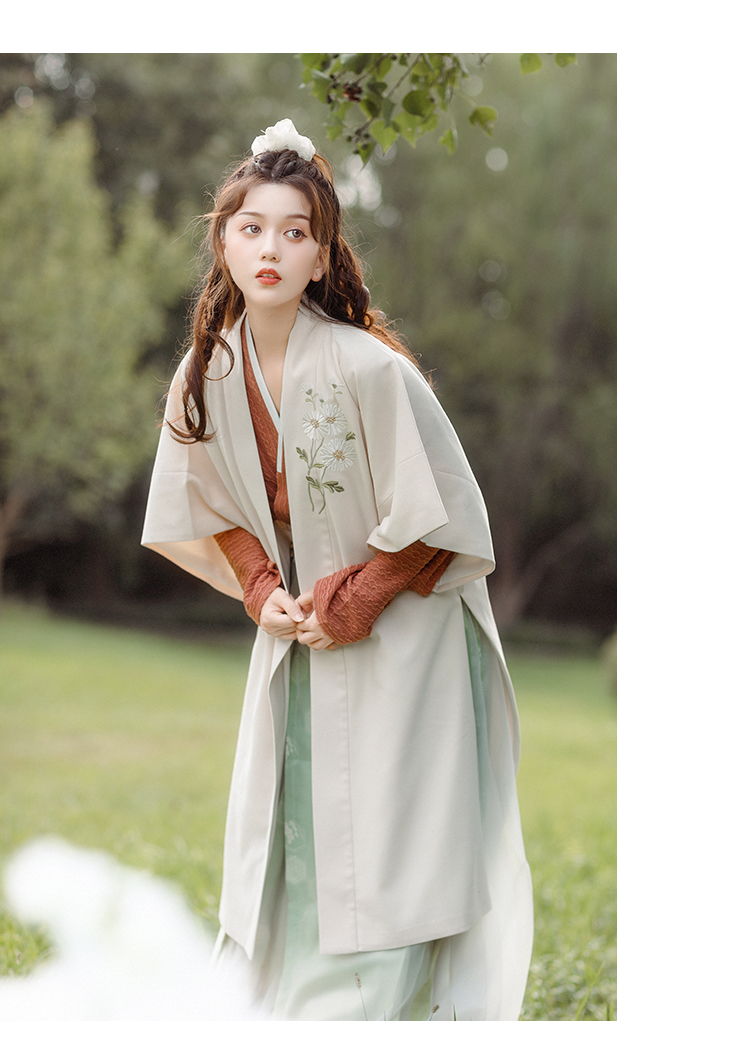 花与梦之歌小雏菊花朝记汉服原创设计宋制长背心飞机袖针织衫飞机袖