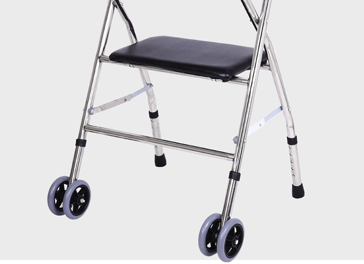 适用于老年人可折叠带轮四角辅助步行器残疾人拐杖椅拐棍手杖扶手架蓝